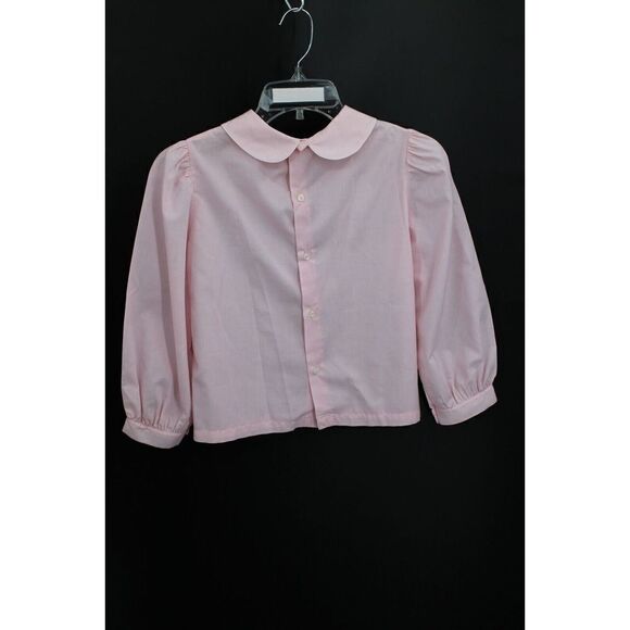 Rosalina Collection PINK Blouse 8Y Peter Pan Collar LONG sleeve Back Button - Picture 5 of 8